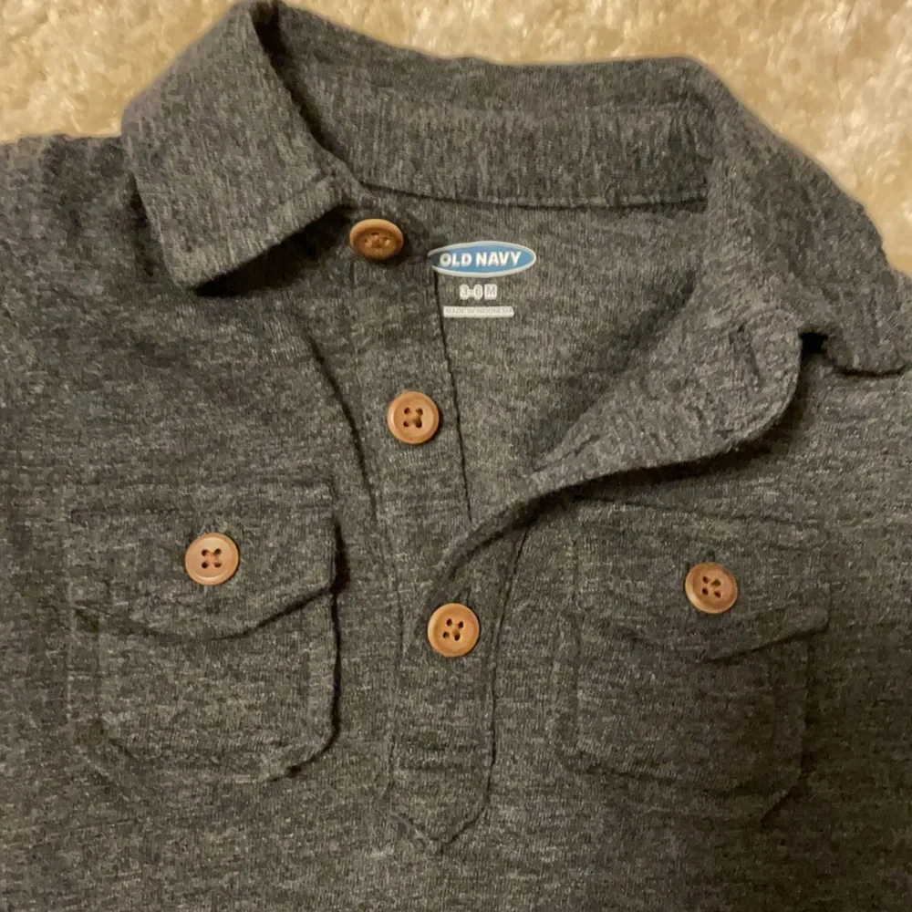 Like New! Baby Boys Old Navy Polo Style Romper and button down bundle!